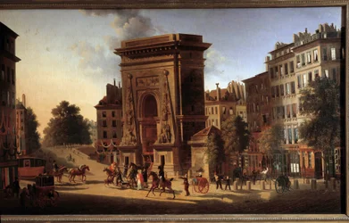 A porta de Saint Denis. Vista de Paris. Pintura de Pierre Alexandre Pau De Saint Martin