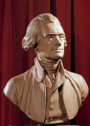 Busto de Thomas Jefferson (1742-1826) Presidente da Escultura dos Estados Unidos de Pierre Alexandre Wille (1748-1821) Blerancourt do século XVIII. Musee Franco-Americano
