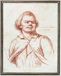 Revolução Francesa: "retrato de Georges Jacques Danton (1759-1794) leva ao tormento" Desenho a la sanguine atribuído a Pierre Wille (1748-1821)