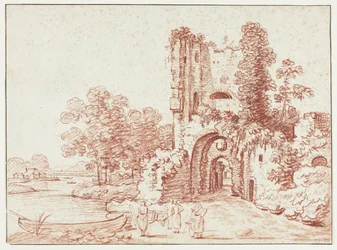Paisagem com torre em ruínas
