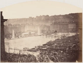 Assembleia das tropas de Napoleão III, Place Bellecour de Lyon, 1860 (foto)