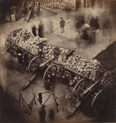 Barricadas da Comuna, 71 de abril. Esquina da Place Hotel de Ville e Rue de Rivoli, 1871.