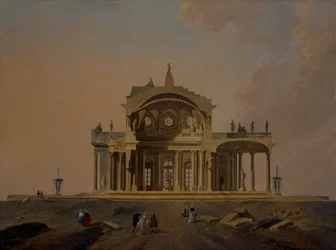 Estudos arquitectónicos fantásticos com figuras