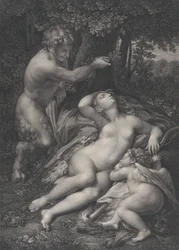 Um sátiro descobrindo a Vênus adormecida, com Cupido deitado ao seu lado, 1801.