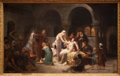 Santa Elizabeth da Hungria (1207-1231) cuidando dos doentes. Pintura de Pierre Auguste Cot (1837-1883), óleo sobre tela