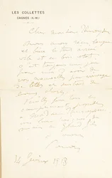 Carta de autógrafos assinada ao Dr. Fritz Thurneyssen, Paris e Les Collettes, 24 de junho de 1908