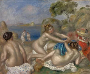 Banhistas brincando com um caranguejo, c.1897 (óleo sobre tecido)