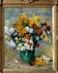 Um bouquet de crisântemos. Pintura de Pierre Auguste Renoir (1841-1919)