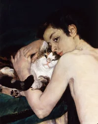 Rapaz com um gato