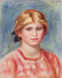 Busto de uma mulher com uma blusa de cor rosa, 1905