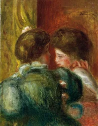 Duas cabeças de mulher ou A Loja. Pintura de Pierre Auguste Renoir (Pierre-Auguste) (1841-1919). Óleo sobre tela. Coleção particular