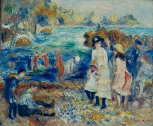 Crianças à beira-mar em Guernsey