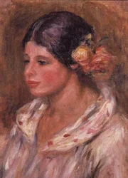 Rapariga com rosas no cabelo