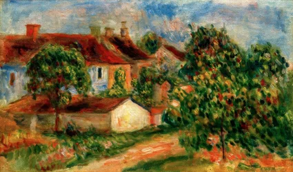 Casas da vila, telhados vermelhos