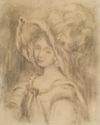 Mme Dieterle em um chapéu, c.1896 (carvão sobre papel)