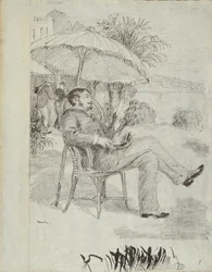 No terraço de um hotel em Bordighera: o pintor Jean Martin revisa sua conta (Ilustração para “L’étiquette” de Edmond Renoir)