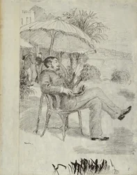 No terraço de um hotel em Bordighera: o pintor Jean Martin revê seu projeto de lei, 1881