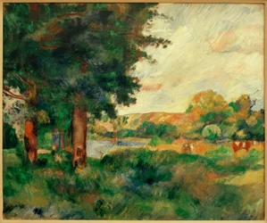 Paisagem da Ile de France com grandes árvores