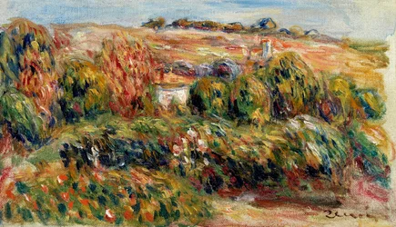 Paisagem em Provence (França). Pintura de Pierre Auguste Renoir (1841-1919), óleo sobre tela, por volta de 1900. Arte francesa, século XX, impressionismo. Coleção privada.