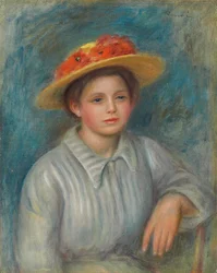 Retrato de uma mulher com um chapéu com flores; Retrato de mulher de chapéu floral, c.1890