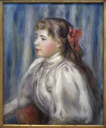 Retrato de uma jovem rapariga. Pintura de Pierre Auguste Renoir (1841-1919), óleo sobre tela, cerca de 1892. Arte francesa