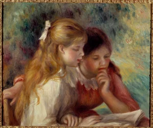 Leitura de Pintura de Pierre Auguste Renoir (1841-1919) Sol do século XIX. 0,55x0,65 m Paris, musee d