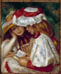 Duas Meninas Lendo Pintura de Pierre Auguste Renoir (1841-1919)