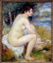 Mulher Nua numa Pintura de Paisagem de Pierre Auguste Renoir (1841-1919) 1883 Sol. 0,65 x 0,54 m Paris, Musee de l