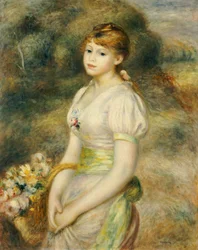 Jovem com uma cesta de flores (óleo sobre tela)