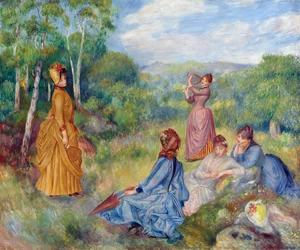 Jovens Senhoras Jogando Badminton par Renoir, Pierre Auguste (1841-1919), ca 1887 - Óleo sobre tela, 54,6x65,2 - Coleção Privada