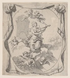 Santa Cecília nas nuvens sustentadas pelos anjos, 1696., 1696.