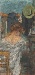 Mulher sentada, costas