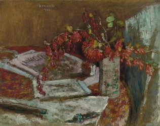 Buquê de flores em uma mesa; Buquê de flores em uma mesa