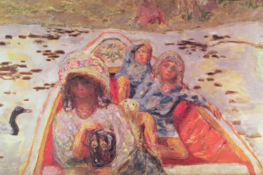 No Barco, detalhe das meninas, c.1907 (óleo sobre tela) (detalhe de 91687)