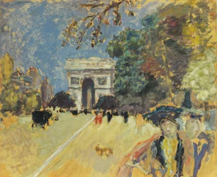 L&39;Arc de Triomphe, c.1899 (óleo sobre papel colocado no painel)