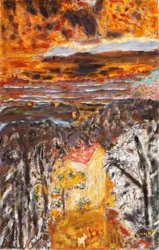 Paisagem, a Casa Rosa, Pôr do Sol; Paisagem, La Maison Rose, Sunset, c.1934 (óleo sobre tela)