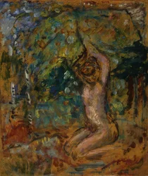 Petit Nu, folhas de sutiã, dans un Paysage, c.1907 (pintura com cola sobre placa colocada em painel embalado)