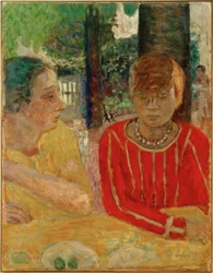 Rainha Natanson e Marthe Bonnard em corpete vermelho