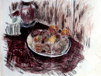 Natureza Morta com Pintura Peches de Pierre Bonnard (1867-1947) Coleção Privada do século XX