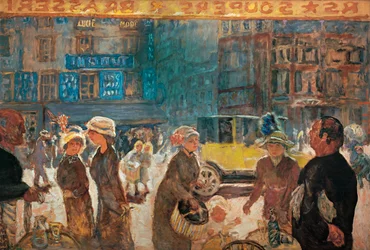Cena de rua em Paris com táxi (pintura sobre tela)
