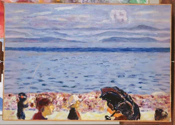 A praia, mar azul, c. 1930