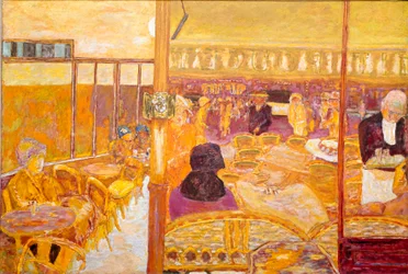 A janela da porta Terrace e a sala de café. Pintura de Pierre Bonnard (1867-1947) 1933 Coleção privvee