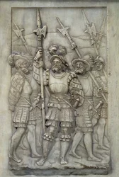 Halberdiers, detalhe do túmulo de François I e Claude de France, encomendado em 1548 (mármore)