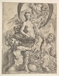 Júpiter, Plutão e Netuno oferecendo suas riquezas à fortuna, 1624.