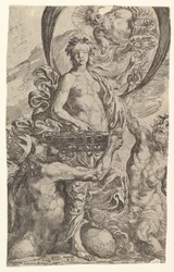 Júpiter, Plutão e Netuno oferecendo suas riquezas à fortuna, 1624.