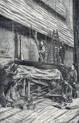 Mestres da propriedade: montagem de cenários antes do espectáculo Gravação de "Excursion a travers les metiers" de Pierre Calmette Private Collection
