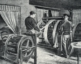 Trabalho da seda: o desenrolar da gravação da seda de "Excursion a travers les metiers" de Pierre Calmette Private Collection