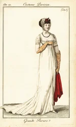 Mulher em traje formal desenhada na Ópera, Paris