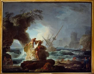 Naufrágio. Pintura de Pierre Charles Le Mettay (1726-1759)