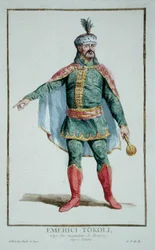 Emeric Thököly, chefe dos revoltosos da Hungria, de «Recueil des Estampes, représentant les Rangs et les Dignités, suivant le Costume de toutes les Nations existantes», publicado em 1780
